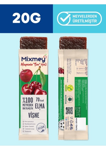 Vişne Meyve Barı 12 Adet | Sağlıklı Atıştırmalıklar – Vegan, Glutensiz, Koruyucusuz (20GR X 12 ADET) fiyatları