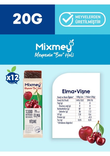 Vişne Meyve Barı 12 Adet | Sağlıklı Atıştırmalıklar – Vegan, Glutensiz, Koruyucusuz (20GR X 12 ADET) modelleri