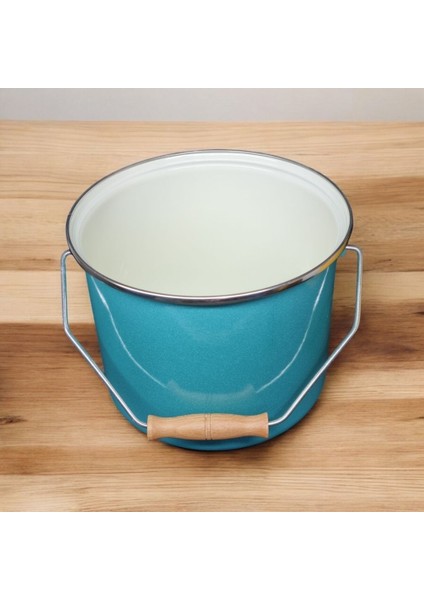 Emaye Yoğurt Tenceresi Emaye Bakraç 20CM 5lt Turkuaz