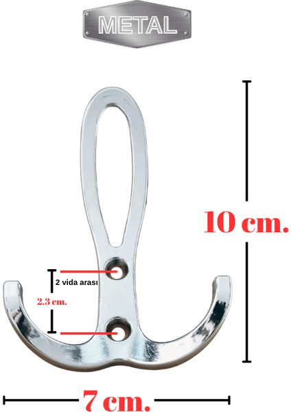 Metal Okyanus Krom Portmanto Askısı Duvar Tipi – 5’li modelleri