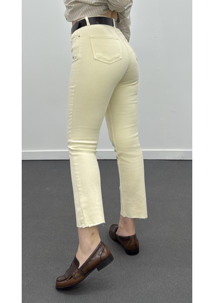 Juliet Krem Renk Yüksek Bel Slim Fit Jean modelleri