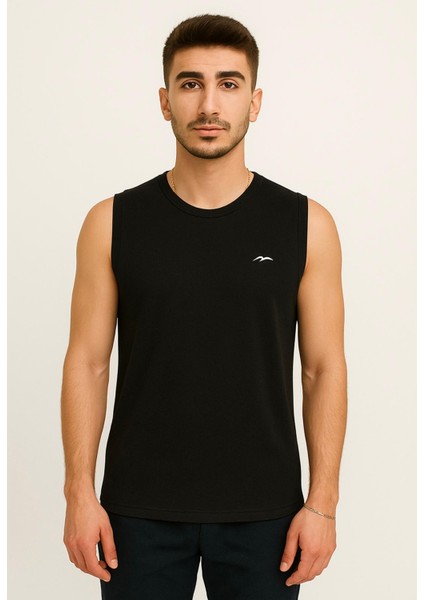 Erkek Siyah Askılı T-SHIRT-D690