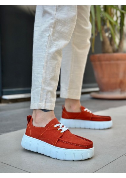 BA0676 Boa Turuncu Keten Yüksek Taban Erkek Yazlık Ayakkabı