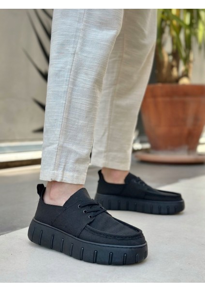 BA0676 BOA Siyah Keten Yüksek Taban Erkek Yazlık Ayakkabı fiyatları