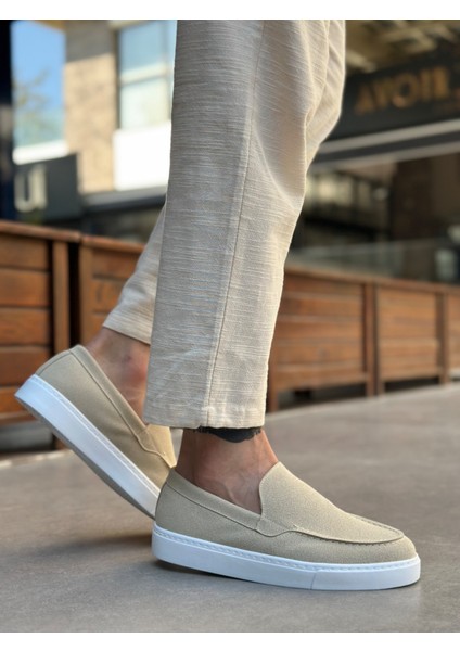 BA0241 Bağcıksız Yüksek Taban Bej Süet Erkek Ayakkabı modelleri