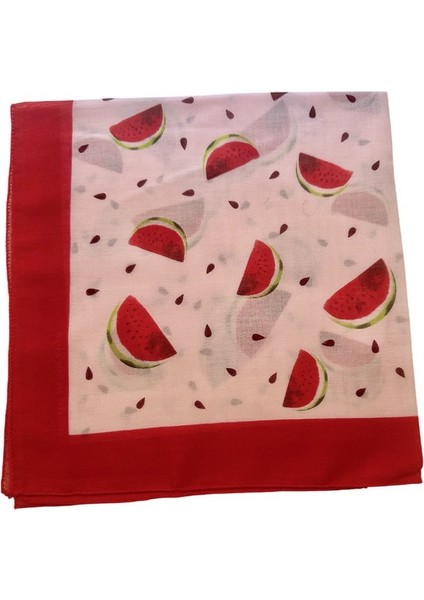 Beyaz Renk Zemin Üzerine Karpuz Desenli %100 Koton Bandana, Saç Bandı modelleri