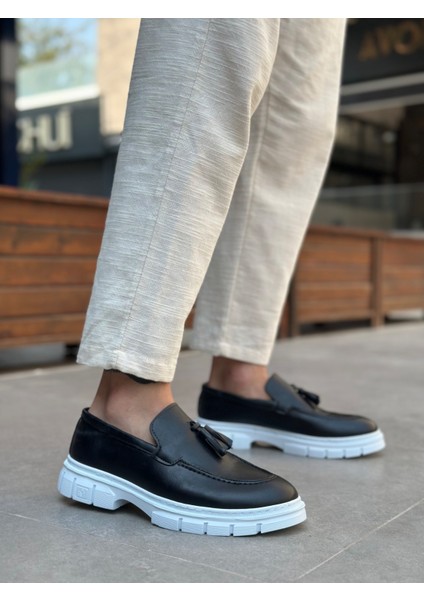 BA0240 Yüksek Taban Klasik Parlak Püsküllü Cilt Siyah Erkek Ayakkabı modelleri