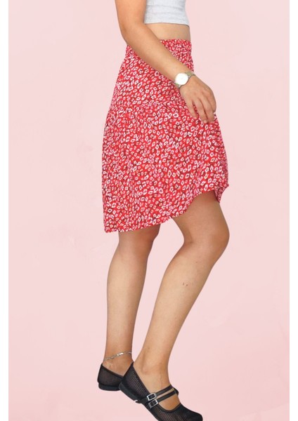 Viskon Kumaş Kırmızı Midi Boy Şort Etek fiyatları