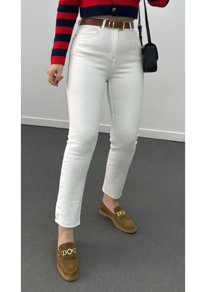 Juliet Beyaz Renk Yüksek Bel Slim Fit Jean modelleri