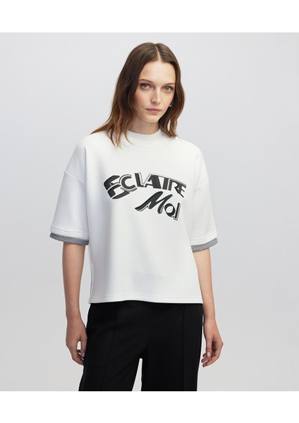 Slogan Baskılı Kumaş Mix Tişört IW6250070058002