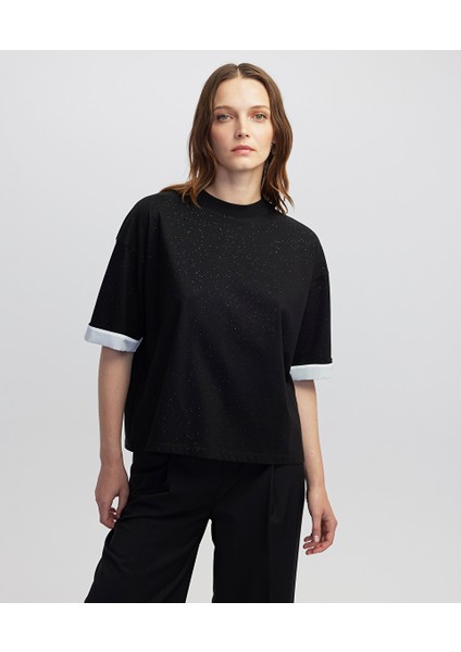 Nakışlı Colorblock Tişört IW6250070075001