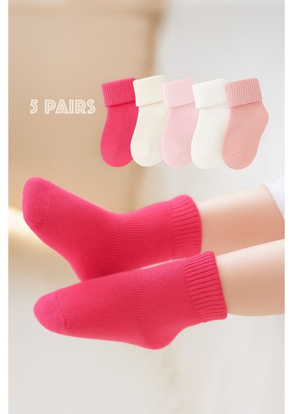 Yenidoğan 5'li Kız Bebek Çorap Seti – Doğal Renkler