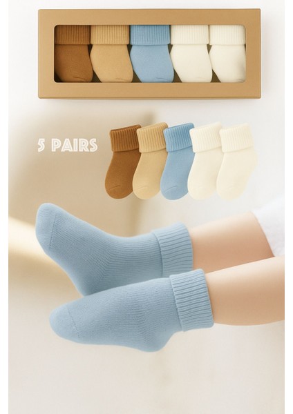 Yenidoğan 5'li Erkek Bebek Çorap Seti – Doğal Renkler