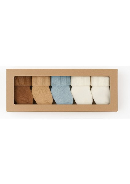 Yenidoğan 5'li Erkek Bebek Çorap Seti – Doğal Renkler fiyatları