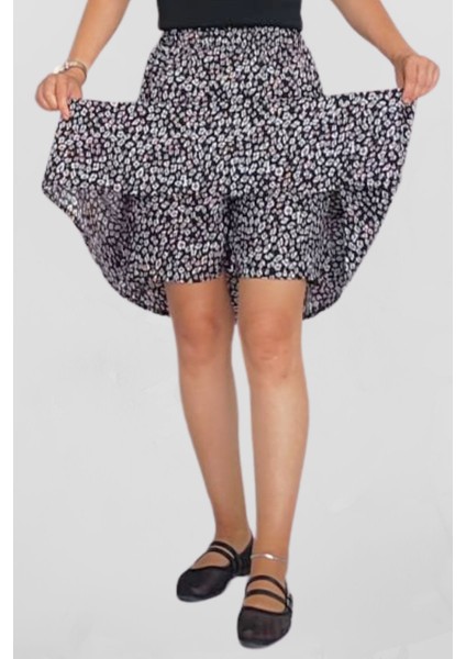 Viskon Kumaş Kırmızı Midi Boy Şort Etek