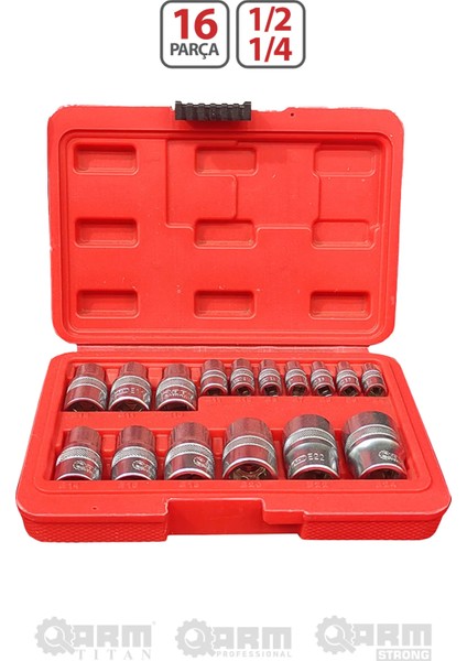 1/2 - 1/4 16 Parça E-Iç Torx Lokma Seti