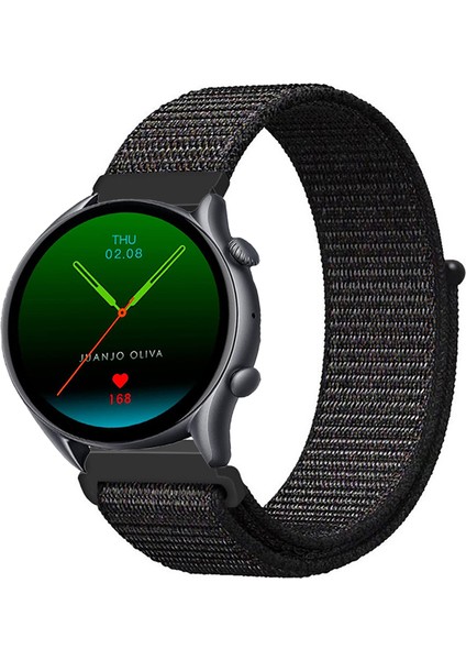 Amazfit Gtr 3 ve Gtr 3 Pro Akıllı Saat Uyumlu Spor Kumaş Desenli Cırt Cırtlı Kordon Kayış
