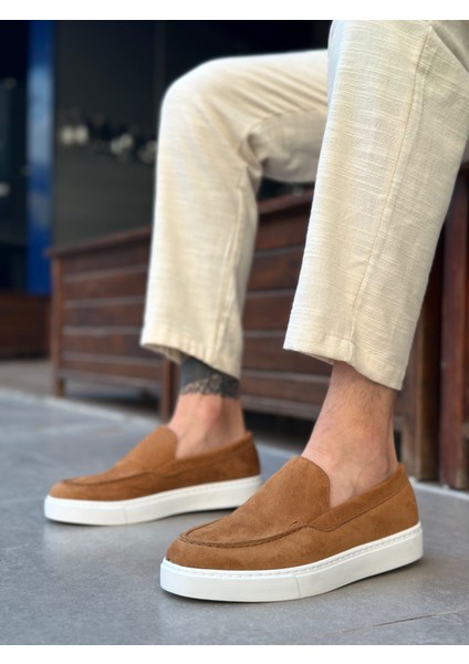 BA0241 Bağcıksız Yüksek Taban Taba Süet Erkek Ayakkabı