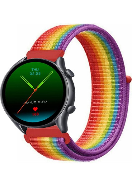 Amazfit Gtr 3 ve Gtr 3 Pro Akıllı Saat Uyumlu Spor Kumaş Desenli Cırt Cırtlı Kordon Kayış