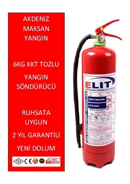 Ruhsata Uygun Yangın Söndürme Tüpü 6 kg Kuru Kimyevi Tozlu modelleri