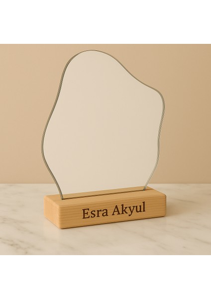 Kişiselleştirilmiş Pinterest Ahşap Standlı Makyaj Aynası