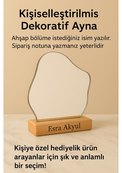 Kişiselleştirilmiş Pinterest Ahşap Standlı Makyaj Aynası fırsatları