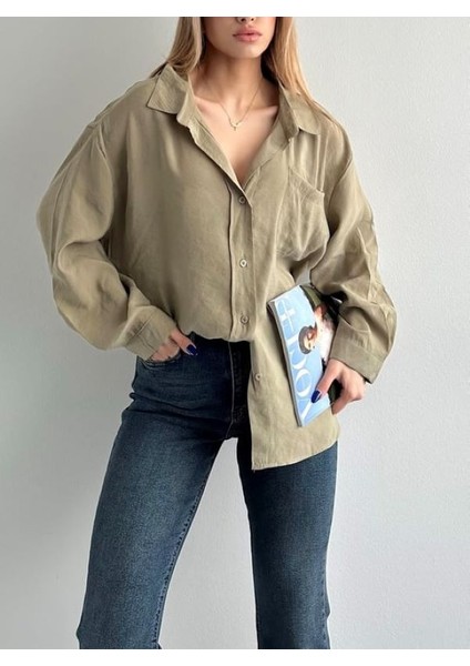 Modal Dokulu Oversize Gömlek