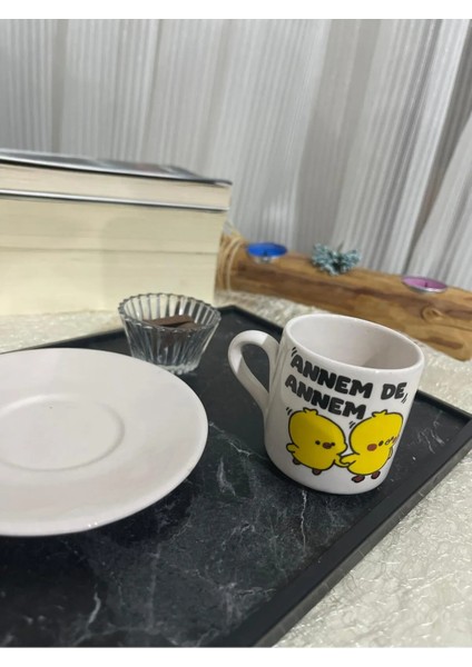 2 Parça 1 Kişilik Annemde Annem Porselen 100ML - Hediye Kahve Fincanı fiyatları