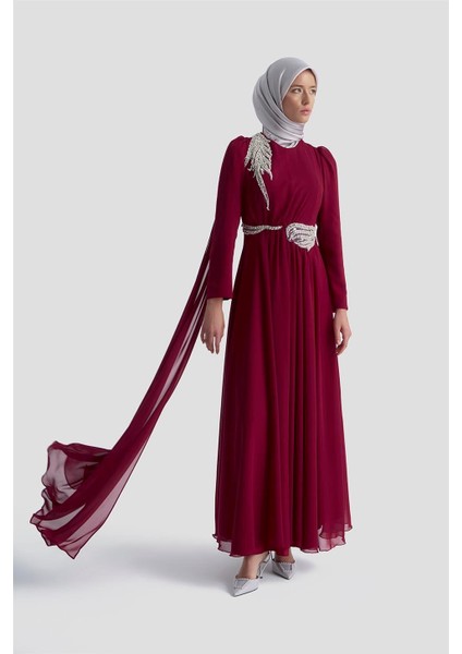 Abiye 25YD9183 Bordo modelleri