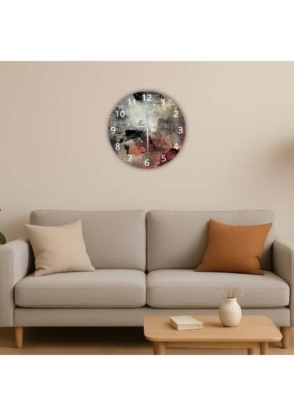 Modern Dekoratif Sessiz Akar Duvar Saati - Temperli Cam 37 cm HS001