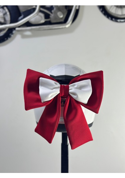 Motor & Motosiklet Kırmızı Beyaz Çift Fiyonk Kask Aksesuarı Kask Dış Aksesuar