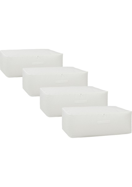 4 Adet Büyük Boy Gri Pötikare Baza Altı Valiz Düzenleyici Hurç 62 x 46 x 22 cm