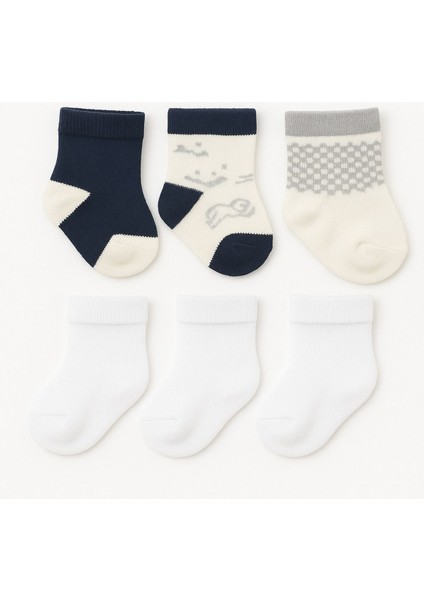 6'lı Bebek Çorap Seti Desenli, Yumuşak Pamuklu