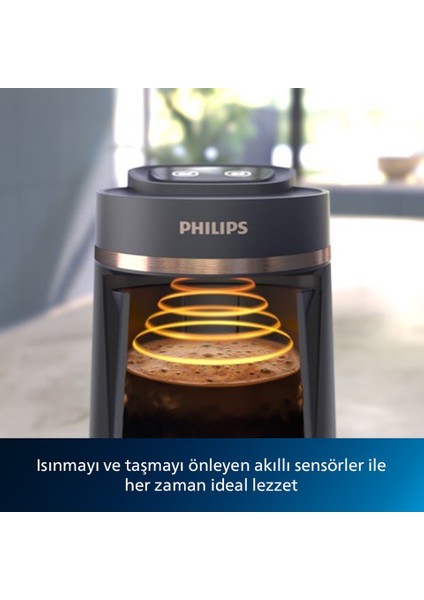 5000 Serisi Türk Kahvesi Makinesi, Közde Türk Kahvesi Pişirme Fonksiyonu, Kullanımı Kolay Dokunmatik Tuşlar Siyah & Bakır, HDA150/60 fırsatları