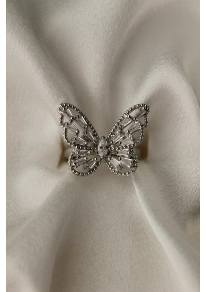 Vıp Çelik Baget Zirkon Taş Işlemeli Büyük Kelebek Model Ayarlanabilir Yüzük fiyatları