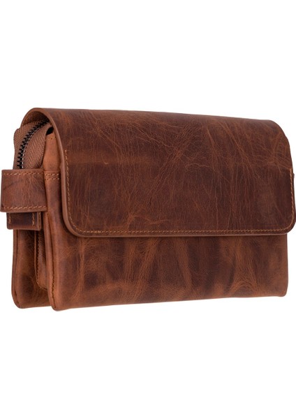 Prestige Hakiki Deri, El Yapımı, Telefon Bölmeli, Erkek El Çantası, Antik Kahve