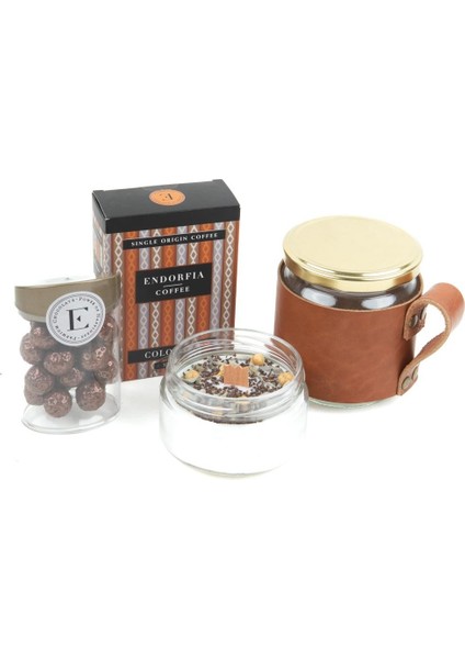 Hediyelik-Gerçek Deri Kılıflı Kavanoz Kupa - Kahve Draje 110 gr - Colombiya Dünya Kahvesi 100 gr - Aromaterapi Arınma Mum fiyatları