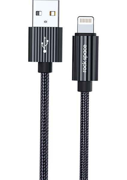 R11 1 Metre 5V/2.4A (Max.) Alüminyum Alaşım Lightning Şarj ve Data Aktarım Kablosu Siyah