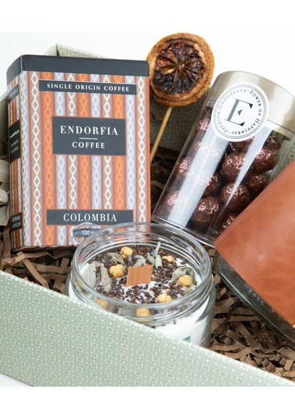 Hediyelik-Gerçek Deri Kılıflı Kavanoz Kupa - Kahve Draje 110 gr - Colombiya Dünya Kahvesi 100 gr - Aromaterapi Arınma Mum modelleri