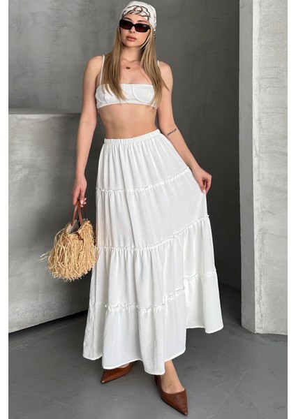 Basic Astarlı Pileli Kadın Uzun Etek fırsatları