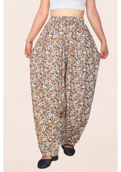 Viskon Kumaş Çiçek Desenli Kadın Şalvar