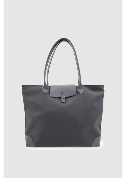 Lunir Mat Paraşüt Kumaş Büyük Boy Kol, El ve Omuz Çantası Siyah