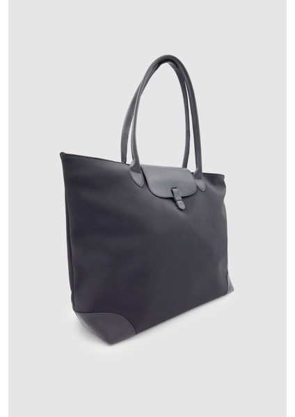 Lunir Mat Paraşüt Kumaş Büyük Boy Kol, El ve Omuz Çantası Siyah fiyatları