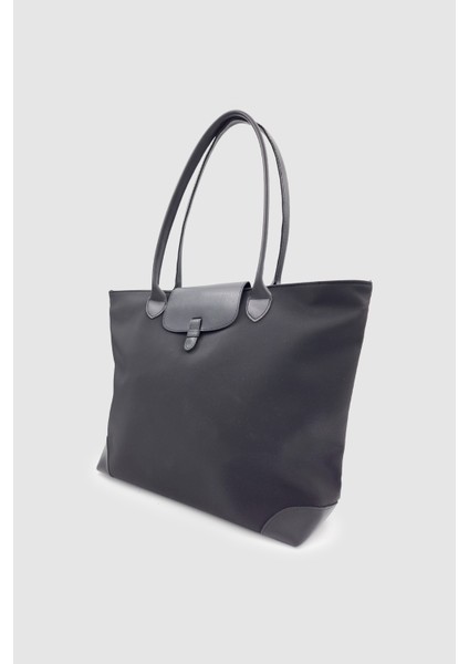 Lunir Mat Paraşüt Kumaş Büyük Boy Kol, El ve Omuz Çantası Siyah modelleri