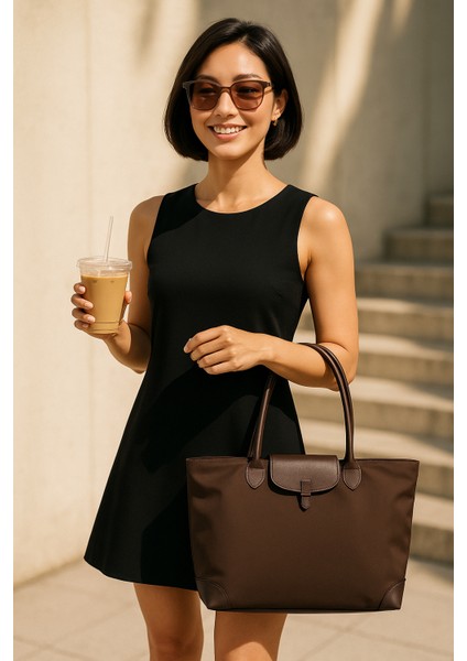 Lunir Mat Paraşüt Kumaş Büyük Boy Kol, El ve Omuz Çantası Siyah indirimleri