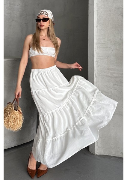 Basic Astarlı Pileli Kadın Uzun Etek modelleri