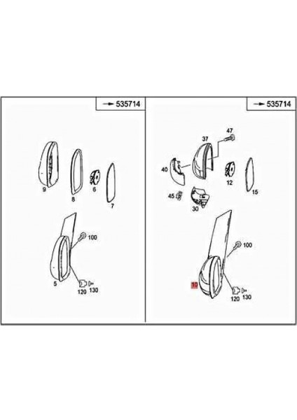 Mercedes Viano Elektrikli Ayna 2003-2011 Astarlı Kör Noktalı Sağ (Oem NO:6398107616)