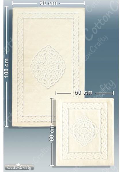 Pamuk Dokuma Su Emici Banyo Paspas Seti, Banyo Halısı, Victoria 2 Li Klozet Takım 60X100 - 60X50 fırsatları