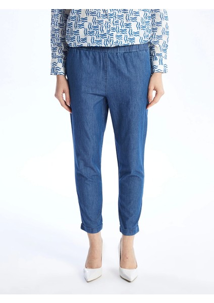 Lcw Modest Indigo Beli Lastikli Carrot Fit Kadın Jean Pantolon fırsatları