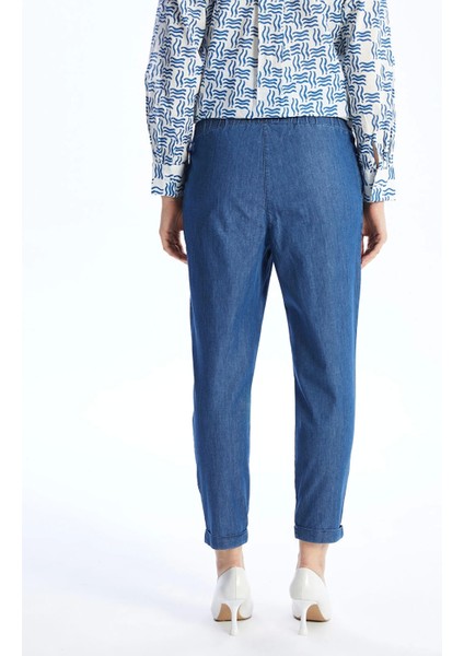Lcw Modest Indigo Beli Lastikli Carrot Fit Kadın Jean Pantolon indirimleri